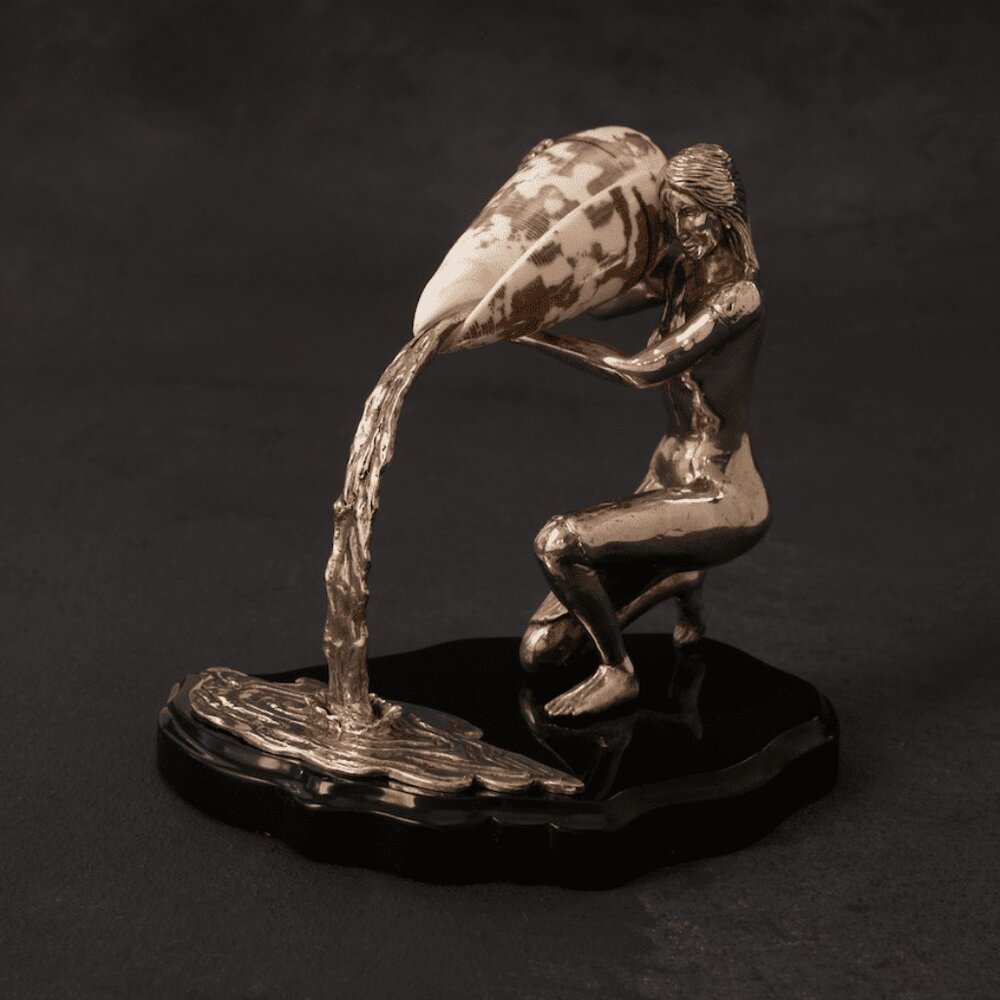 Silver Plated Aquarius with Conus Shell